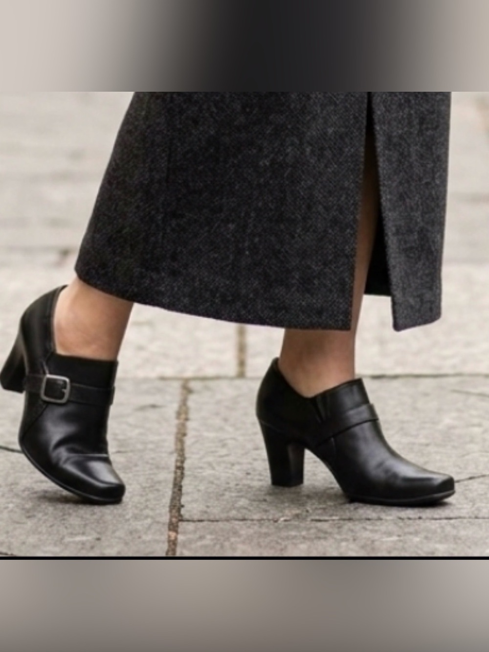 Franco Sarto Black Leather Heel Mary Jane Booties